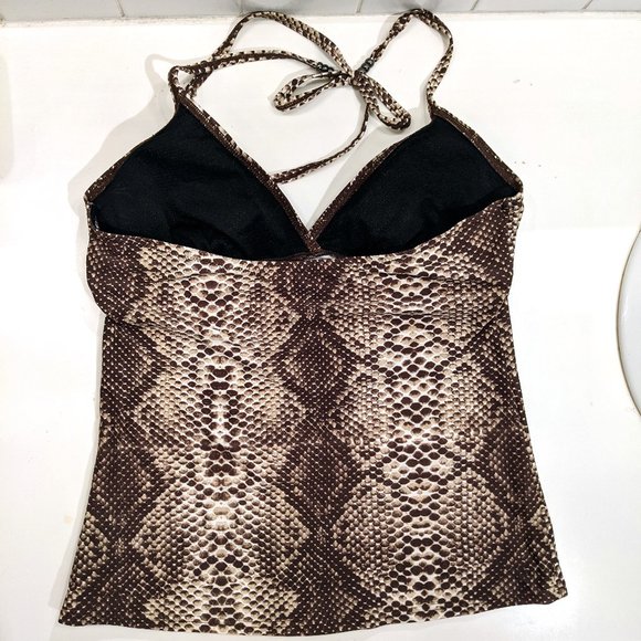 Snakeskin Print Tankini Set with Beaded Detailing - Picture 4 of 9